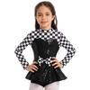 Kids Girls Racer Costume Long Sleeve Sequin Bowknot Keyhole Back Bodysuit for Halloween Cosplay Dress Up Performance