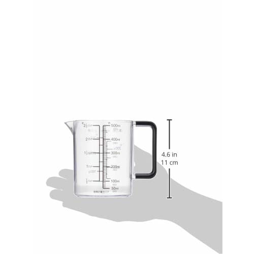 Pearl Metal Heat-Resistant Measuring Cup, 500ml, Dishwasher Safe, Made in Japan, BLACKS C-8622