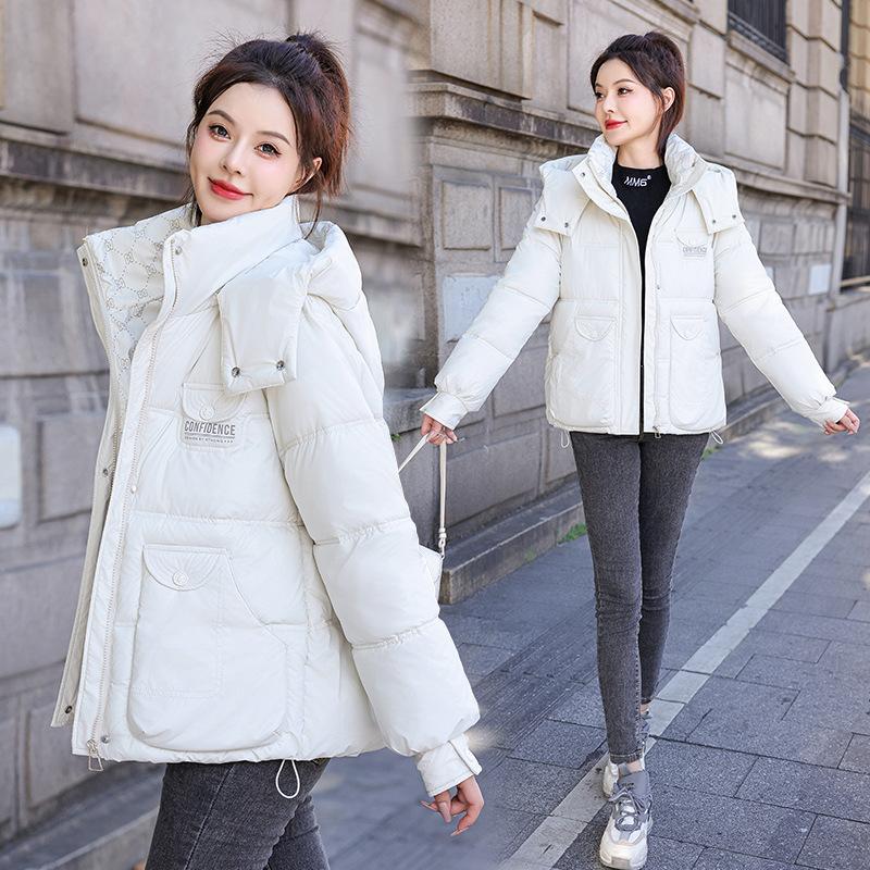 Осенне-зимнее женское пальто однотонное с капюшоном и большим карманом короткое свободное пальто утолщенная теплая студенческая куртка