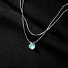 925 Sterling Silver Double Layer Moonstone Heart Pendent Necklace For Women Girls Jewelry Choker Dz596