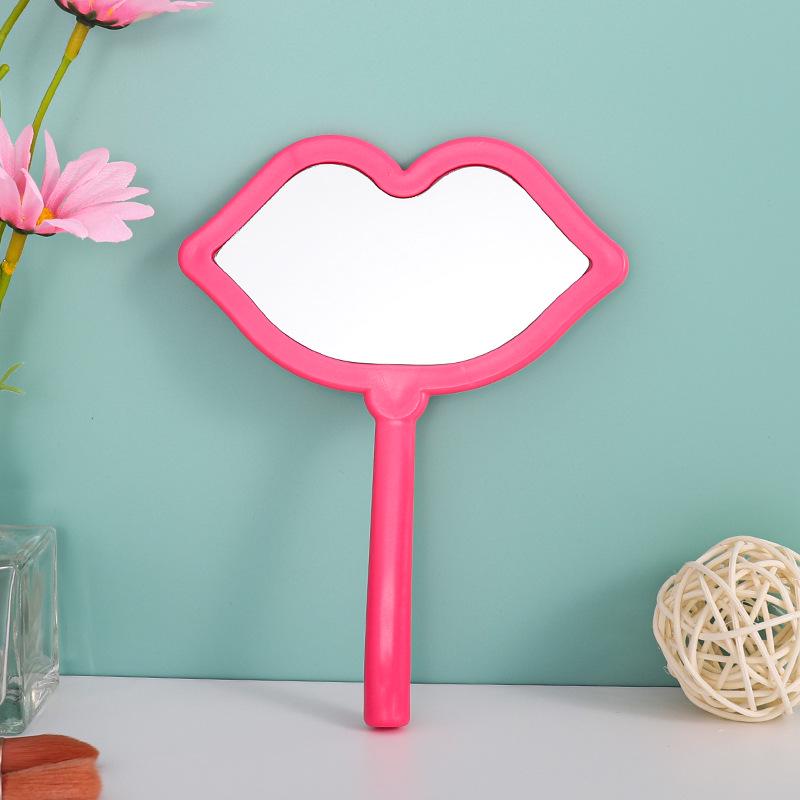 Lip-Shaped Handheld Makeup Mirror with Customizable Handle: Portable HD Mini Mirror for DIY Touch-Ups