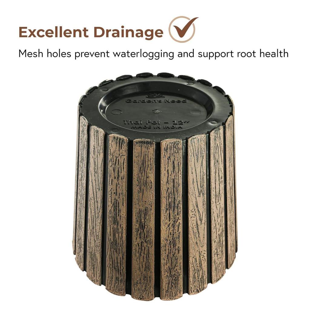 2 шт. Горшки 11 дюймов с деревянной текстурой для растений, для балкона и гостиной | Цветочные горшки для сада | Декоративные кашпо для домашнего декора