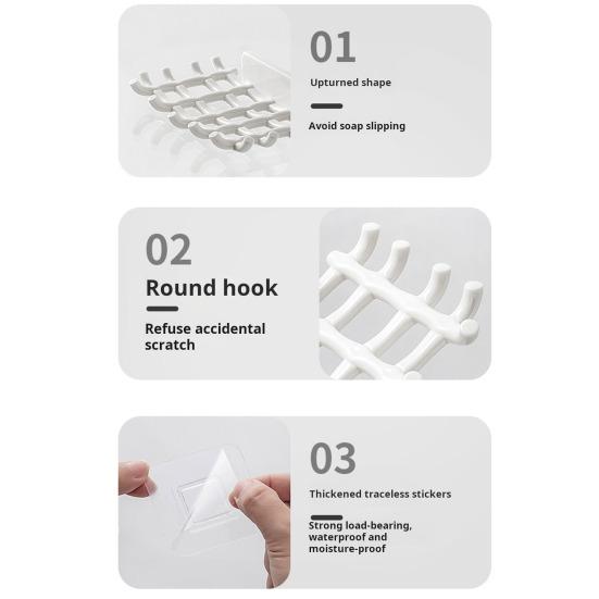 Полка для мыла с несколькими крючками, полая, для быстрого дренажа, настенная, без перфорации, водонепроницаемая, для ванной комнаты, для ванной комнаты в отеле, держатель для мыла, органайзер для мыла