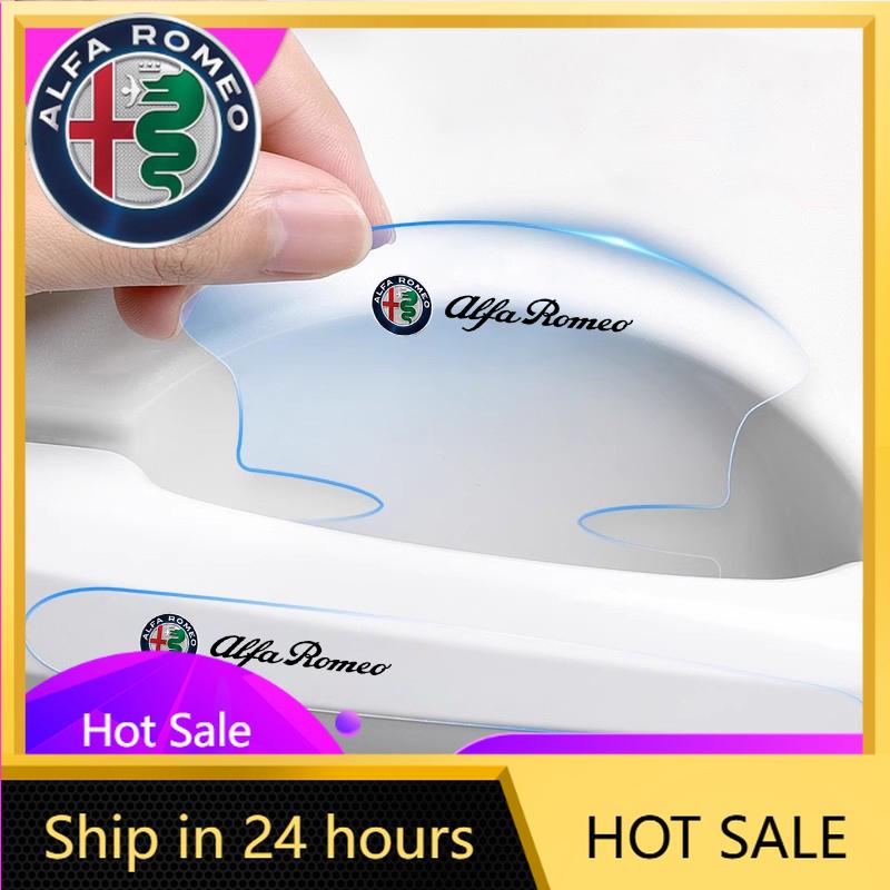 Car Stickers For Alfa Romeo 8Pcs Car Door Bowl Handle Protective Sticker Anti-collision Strip For Alfa Romeo Giulia Stelvio 156
