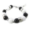 [M4122] - Silver Bracelet 'Mineralia' Black and White Agate