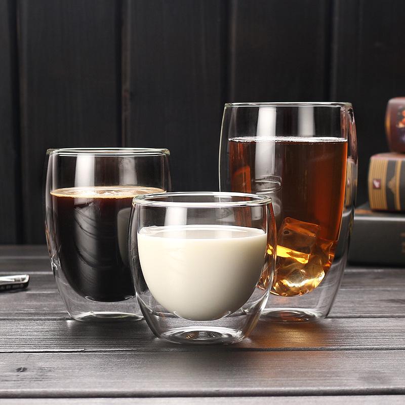 High Borosilicate Double-Walled Insulating Egg-Shaped Glass Cup for Coffee and Water