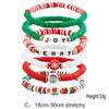 Colorful Polymer Clay Christmas Bracelet with Cartoon Snowman and English Letters for Women