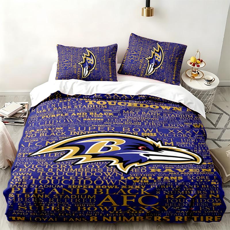 Набор из 3 предметов Baltimore Ravens Идеально подходит для спальни Удобный комплект постельного белья включает пододеяльник и две наволочки Идеальный подарок на день рождения или Рождество