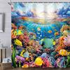 Яркий Коралловый Риф и Тропические Рыбы Водонепроницаемая Полиэстеровая Шторка для Душа Подводная Океанская Жизнь Печать Ванной Комнаты с Крючками