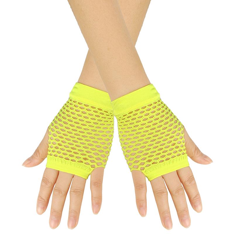 1Pair Womens Short Fishnet Net Gloves Fingerless Mesh Gloves Punk