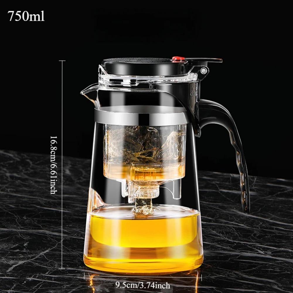 Термостойкий стеклянный чайник с фильтром One Click, кофеварка для чая и кофе, дизайн с разделением воды, домашняя чайная утварь