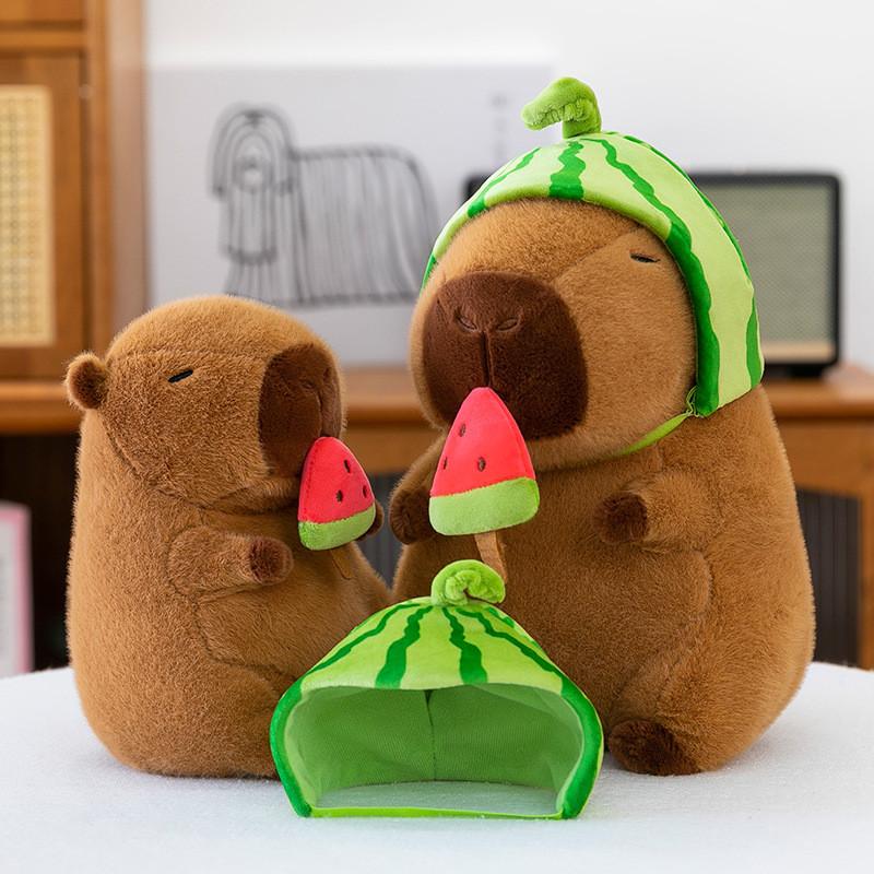 Hat Watermelon Capybara Plush Toys Soft Doll Room Decoration Children Gifts