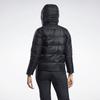 Reebok Однотонная куртка-пуховик с капюшоном на молнии и длинными рукавами, женская верхняя одежда, черная GR8982