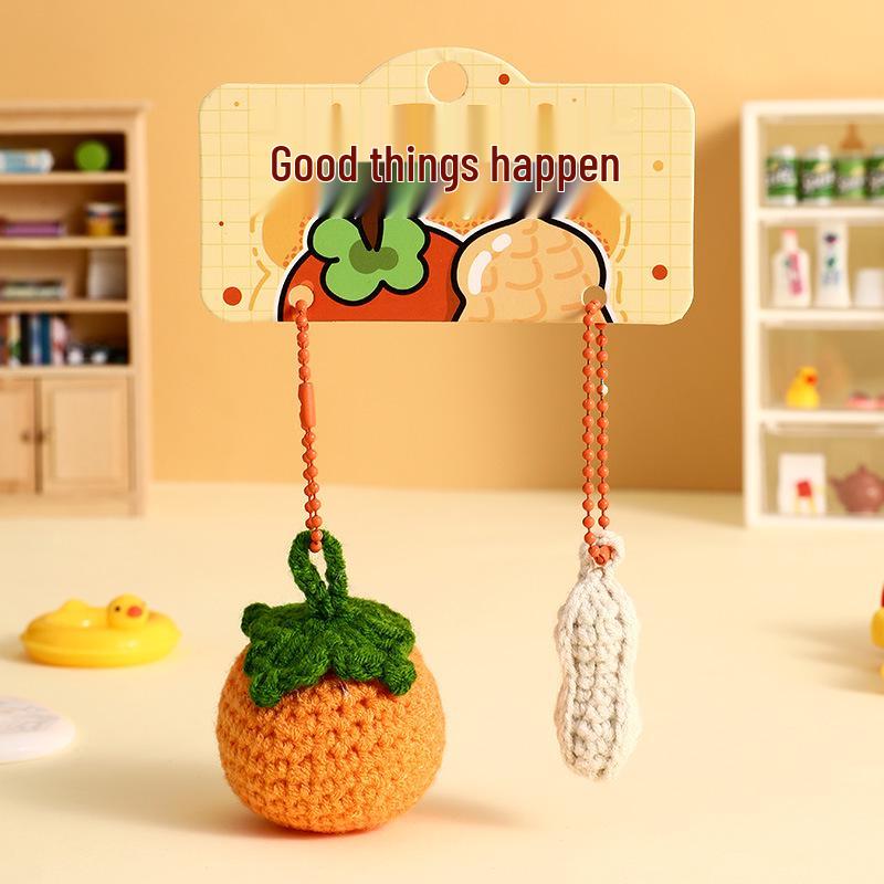 Шерстяной вязаный вручную плюшевый брелок-подвеска для сумки в виде бургера и картофеля фри