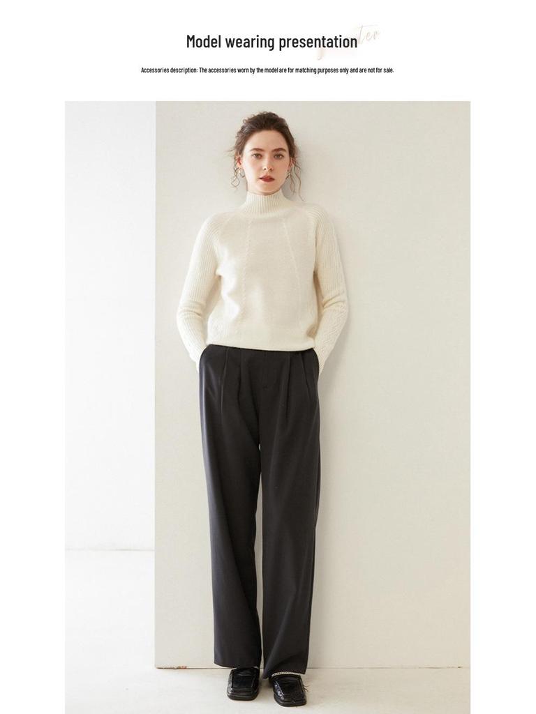 Уютный кашемировый свитер с полувысоким воротом: Приталенный крой, длинный рукав, короткий, свободный пуловер - Идеально для осени/зимы