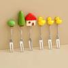 6Pcs Creative Stainless Steel Cake Fork Reusable Cute Fruit Forks  Coffee Stirring