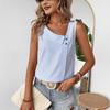 New Women's Casual Sleeveless Striped Top T-shirt with A Slanted Collar