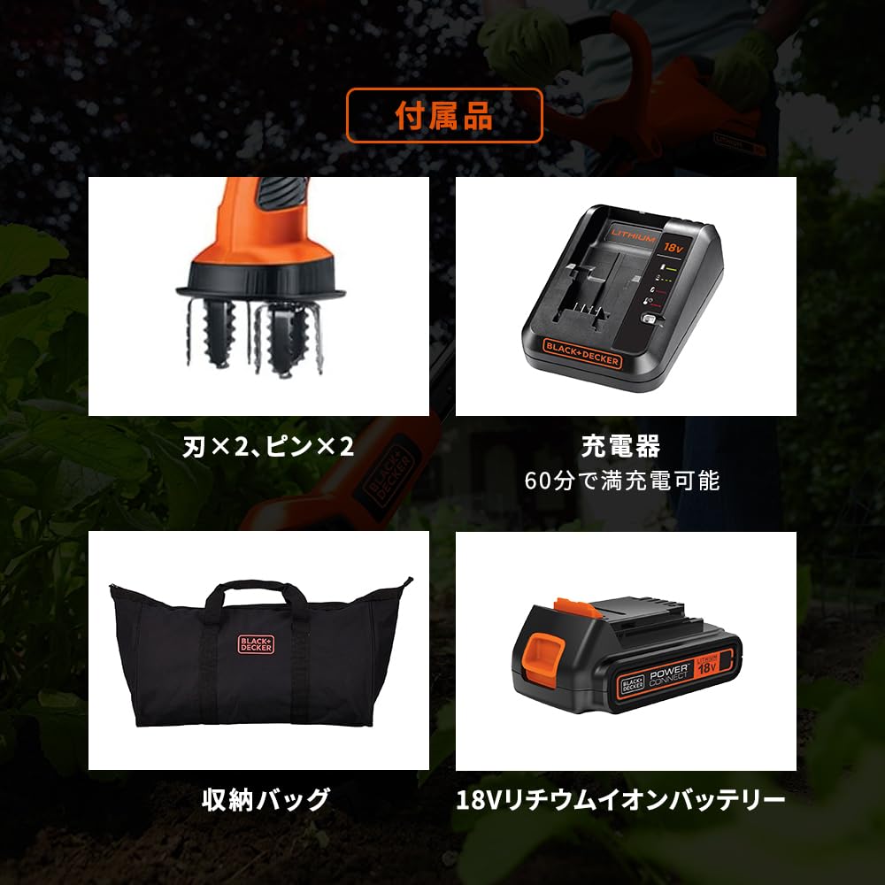 Беспроводной мини-культиватор, только основной блок, садоводство, сельское хозяйство, садовое оборудование, удаление сорняков, рыхление почвы, 18 В LGC120N BLACK+DECKER 2,0 А·ч