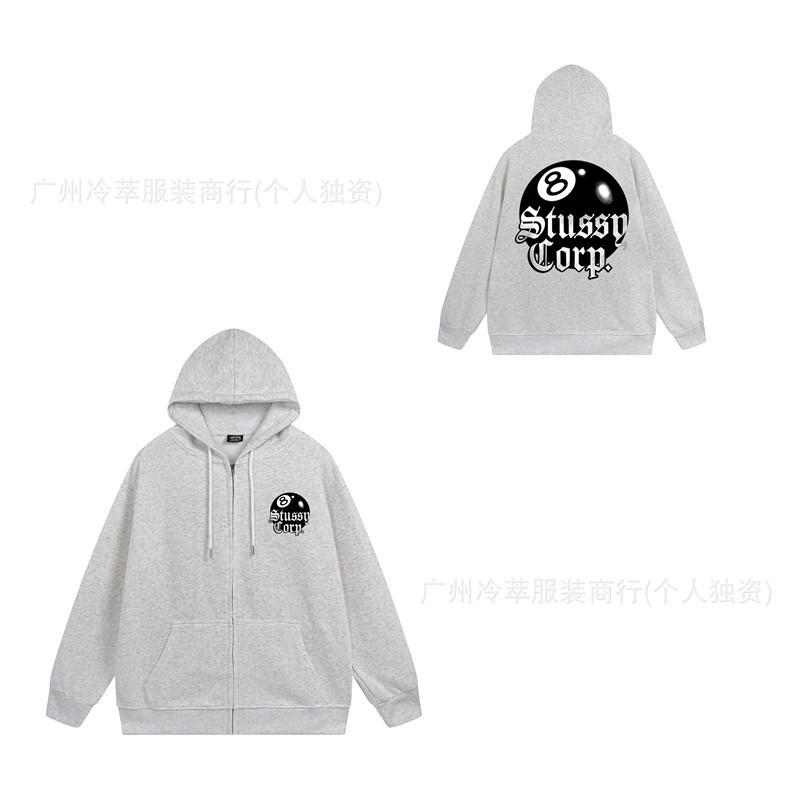Unisex Hooded Zip-Up Fleece-Lined Sweatshirt With Letter Print Loose Fit Cotton Long Sleeve Men Women