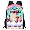 Printed Childrens Pusheen Backpack Outdoor Large Capacity Student Schoolbag
