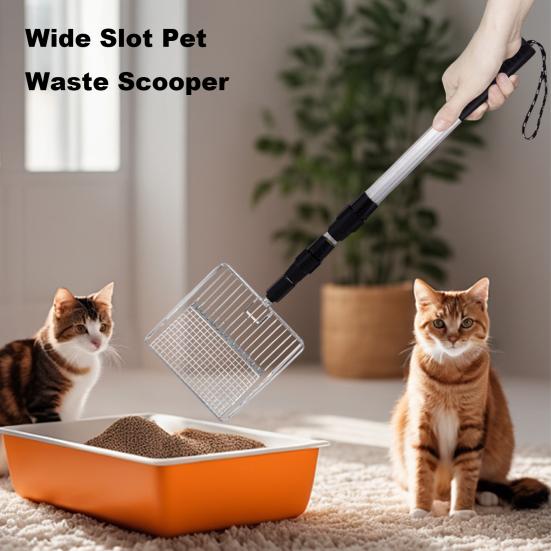 Yousheng Metal Cat Tight Scoop Длинная выдвижная ручка для кошачьего туалета Лопата для кошачьего туалета Большой совок для уборки домашних животных Глубокая лопата Совок для туалета