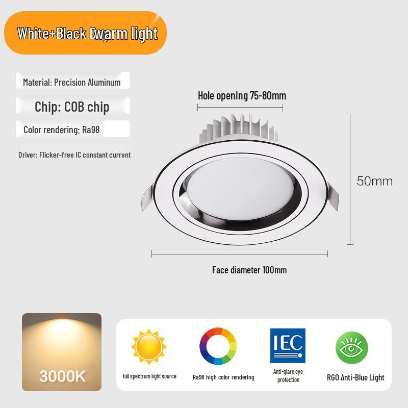 Three-Color Downlight Recessed Ceiling Spotlight for Living Room