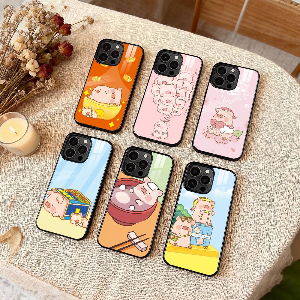 Cartoon L-Lulu Pig Phone Case For iPhone 17,16,15,14,13,12,Plus,Pro,Max for Magsafe Magnetic Wireless Charging