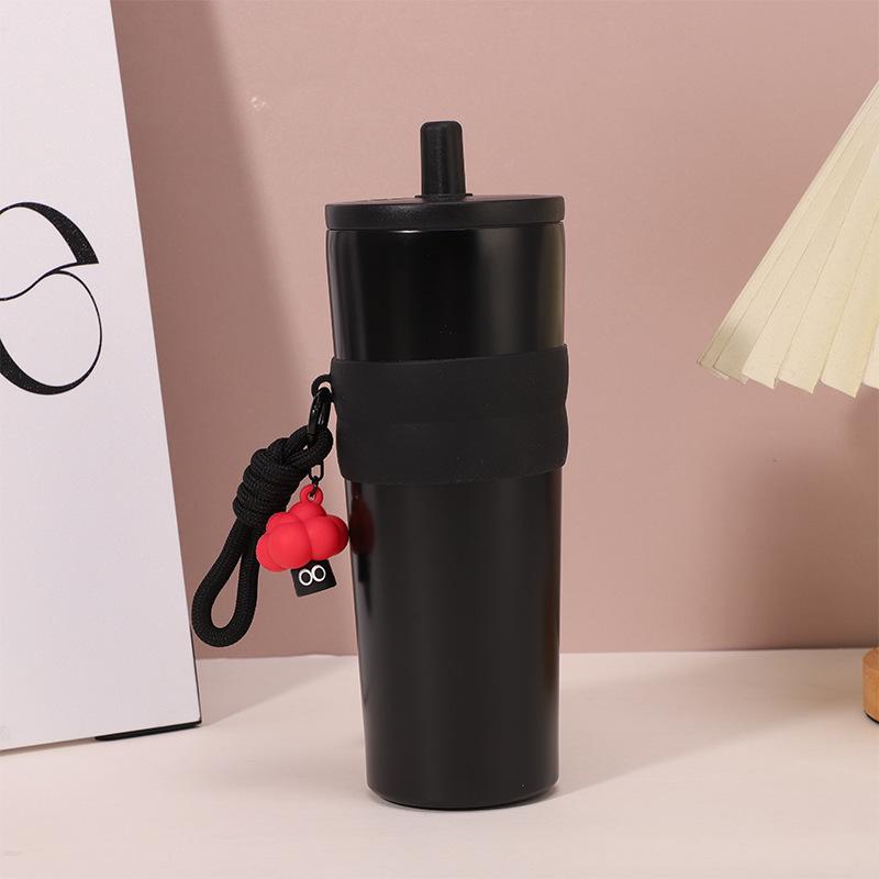 Термокружка из нержавеющей стали 316 Aurora с ручкой и соломинкой - Креативная автомобильная кружка