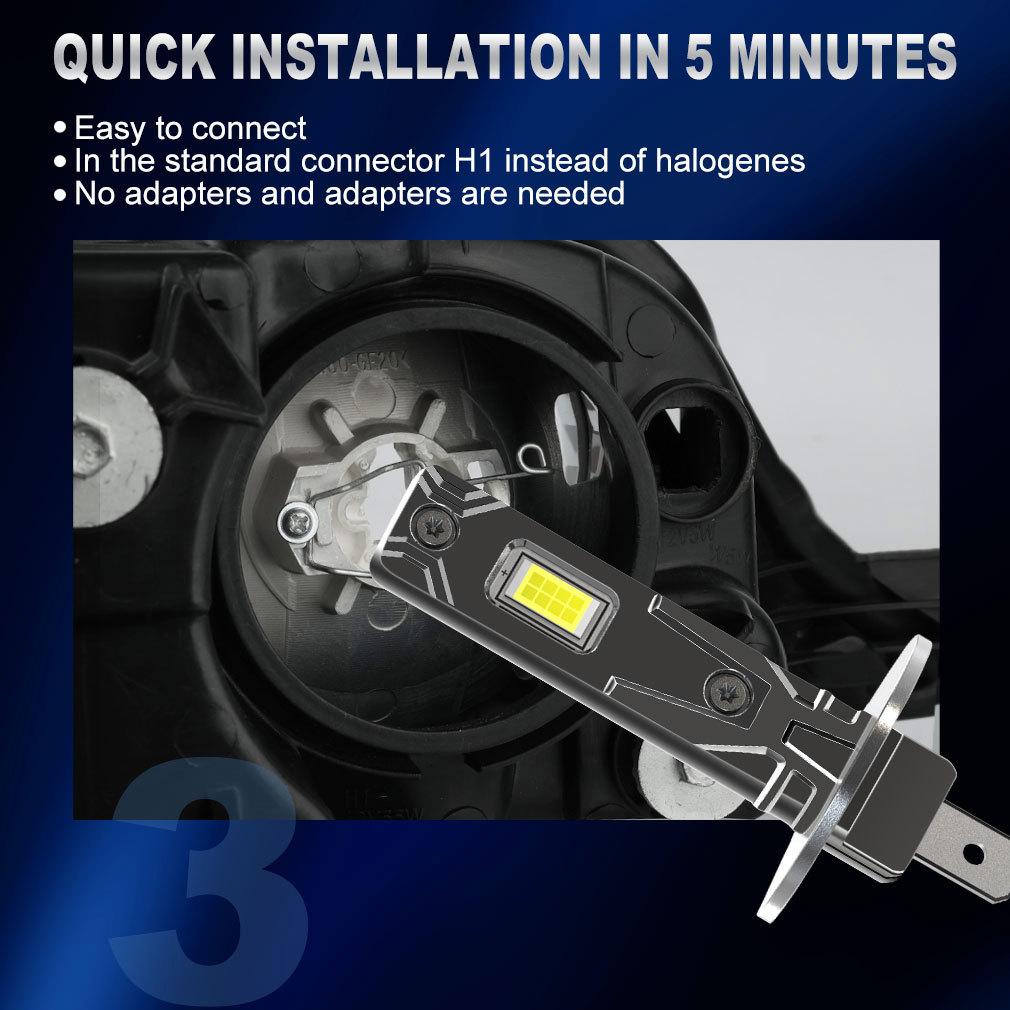 2 шт. 15000 лм H1 светодиодные лампы для фар автомобиля Мини Canbus H1 светодиодная лампа для автомобильной фары Безвентиляторный Дневные ходовые огни Автоматические диодные противотуманные фары 12 В 6500 К Белый