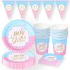 Decoration Banner Baby Shower Gender Reveal Paper Plates Party Tableware Paper Cups Cutlery Set