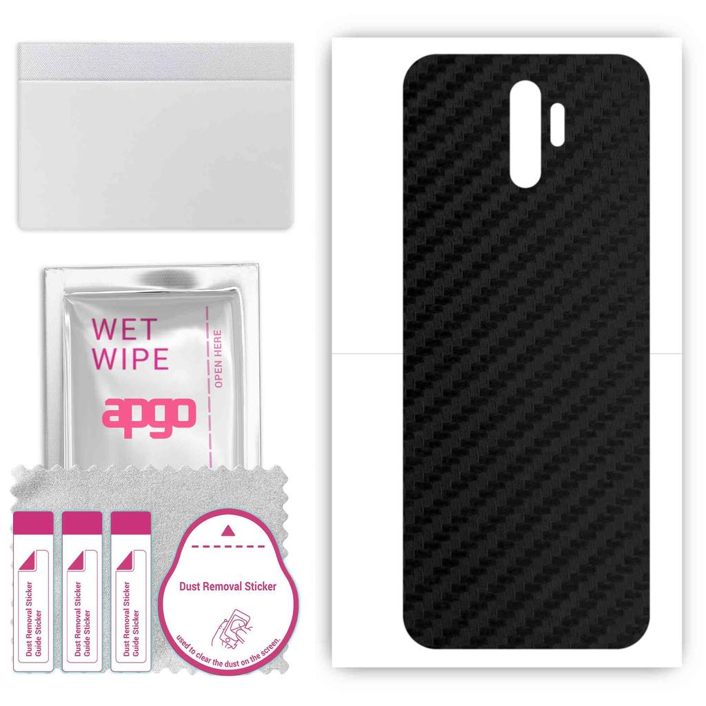 apgo Protective Skin Sticker for the Back Compatible with Oppo A11, Wrap Film, Foil, Vinyl - Pattern Carbon Black