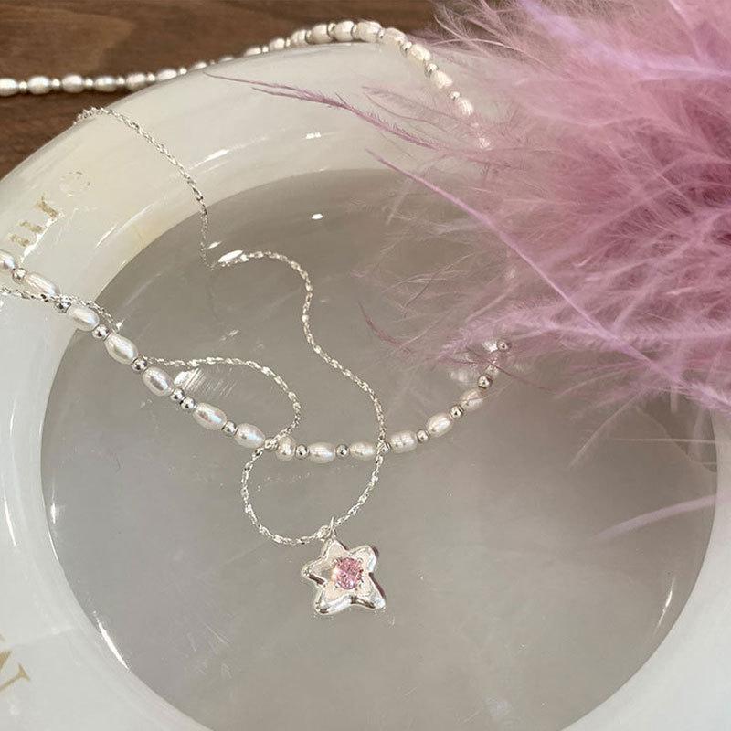 Ожерелье из порошкового циркония со звездой для женщин, новогоднее, новое, легкое, роскошное и популярное, дизайн, темпераментная цепочка для воротника