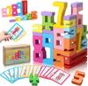 Wooden Number Building Blocks Montessori Number Stacking Blocks Puzzle Balance Competition Toy, Educational Gift for Toddler