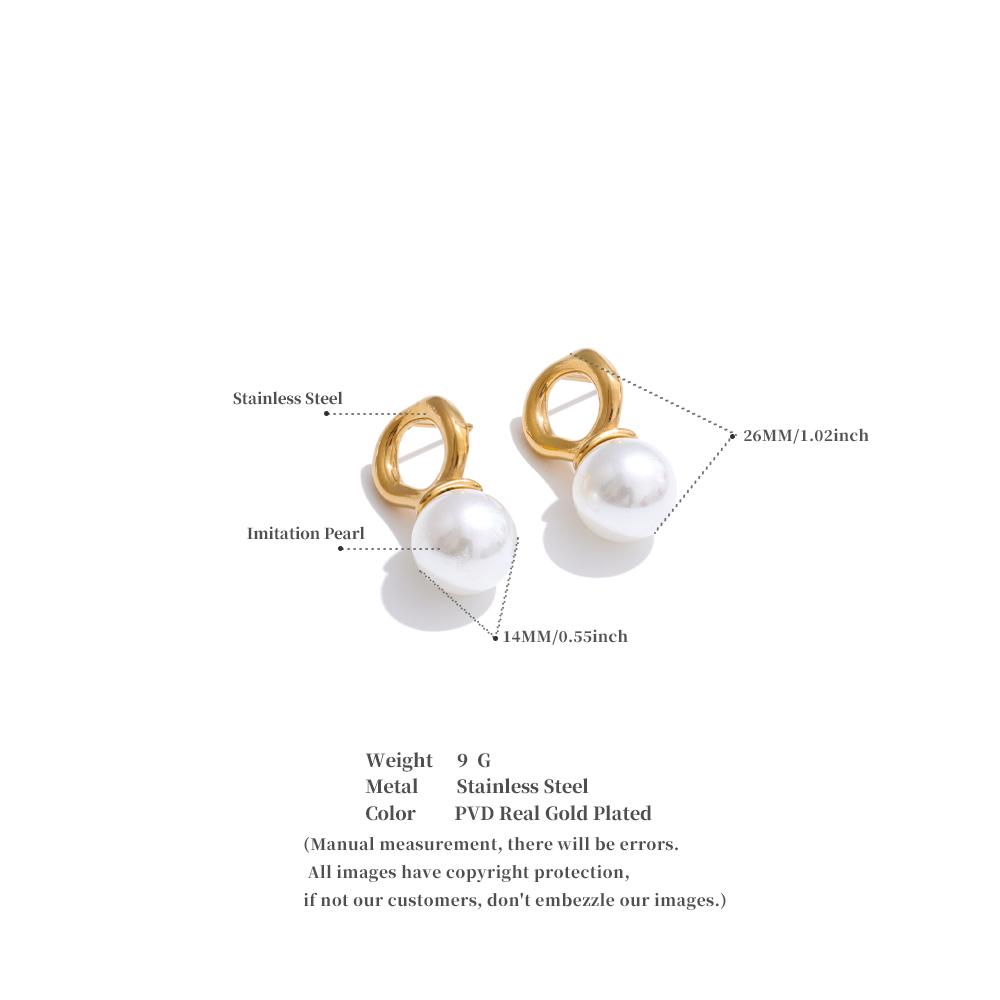 Eetit Корейская элегантность Серьги-пусеты из нержавеющей стали с имитацией жемчуга и геометрическим дизайном для женщин Корейский стиль Шикарные украшения для повседневной носки