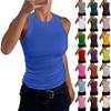 Женская летняя мода, повседневный однотонный топ без рукавов с круглым вырезом, узкая майка