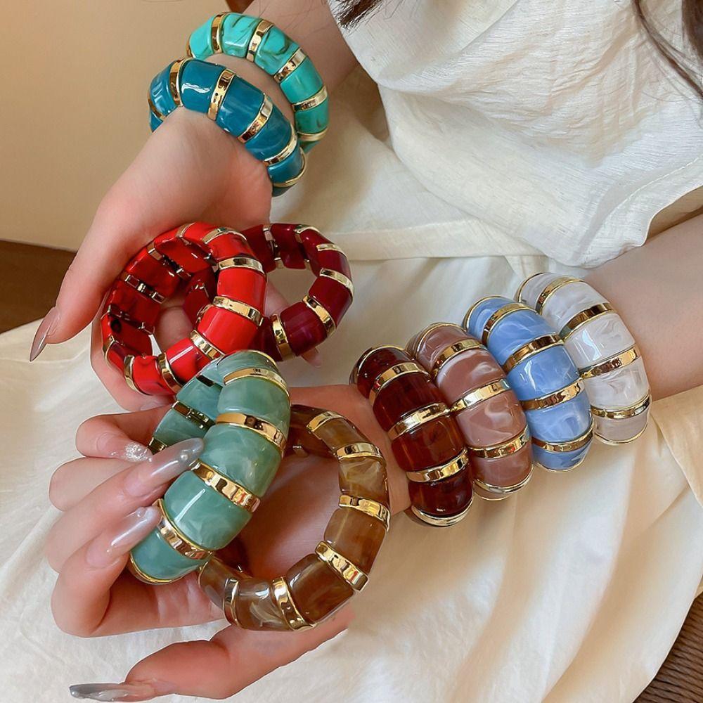 Resin Acrylic Bangle Europe American Style Exaggerated Bracelet Exaggerated Elastic Bracelet Gift