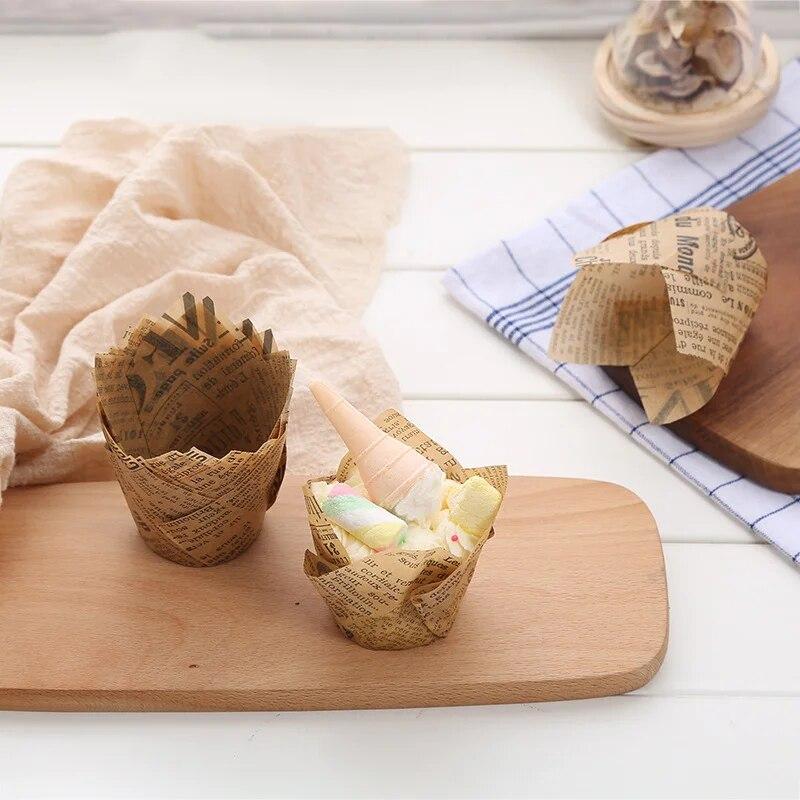 50 шт. бумажные стаканчики для торта «Тюльпан», стаканчики для выпечки, бытовые стаканчики для торта, хлеба, масляная бумага, одноразовые бумажные подносы, стаканчики для выпечки