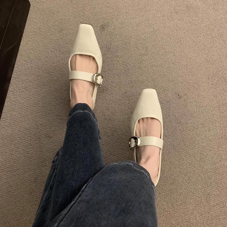 Coarse Heel Silver Mary Jane Shoes Women's Shoes Spring and Autumn 2025 New Light Mouth Word with French Evening Temperament Single Shoes