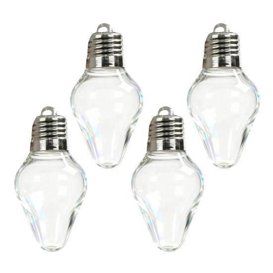 Yousheng Рождественская лампочка Подарочная банка Прозрачный пластик Заполняемые Украшения в форме лампочек с отвинчивающейся крышкой Пустая банка для конфет и открыток для рождественских поделок