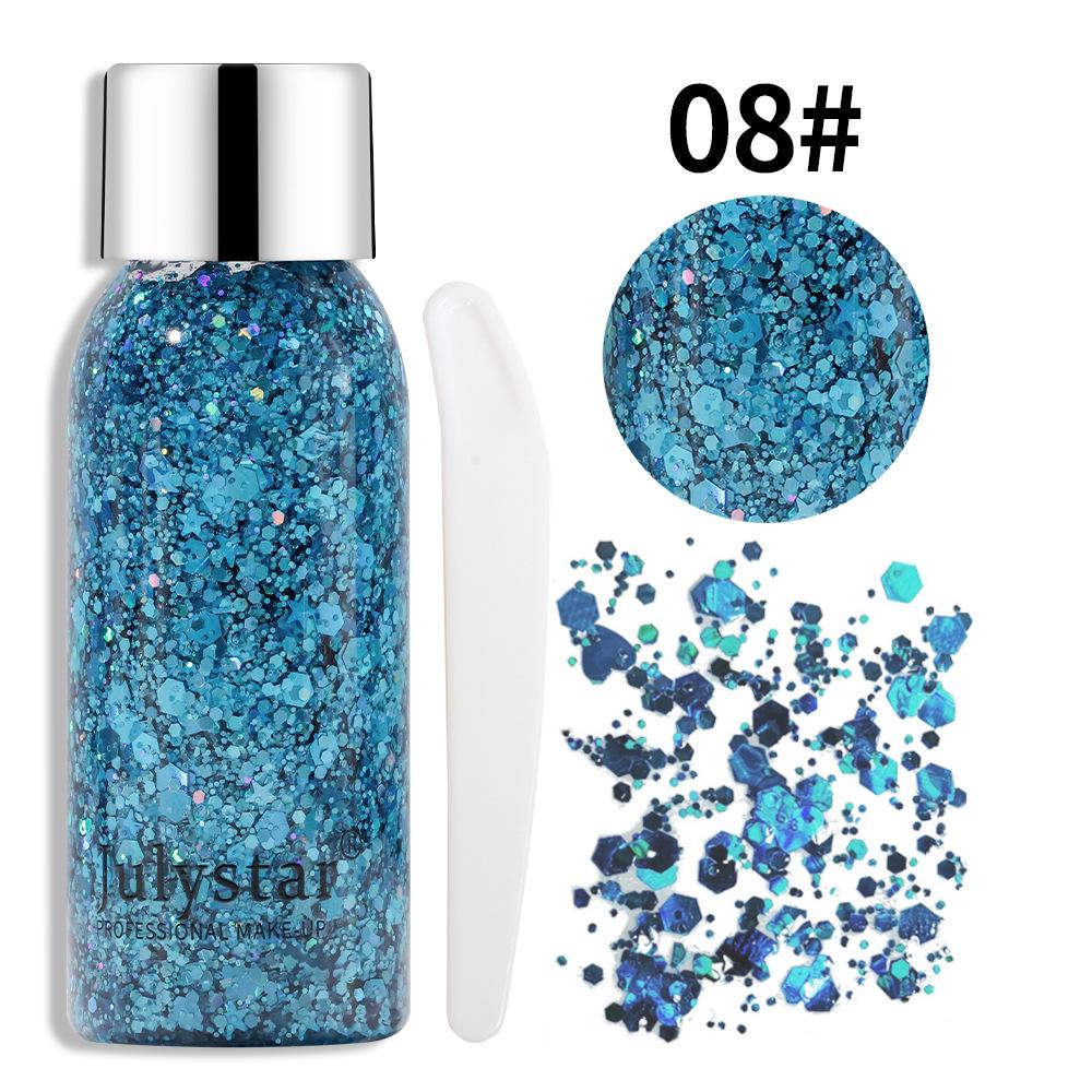 Colorful body glitter, facial and body lip glitter, eyeshadow, colorful iridescent, dance, Christmas