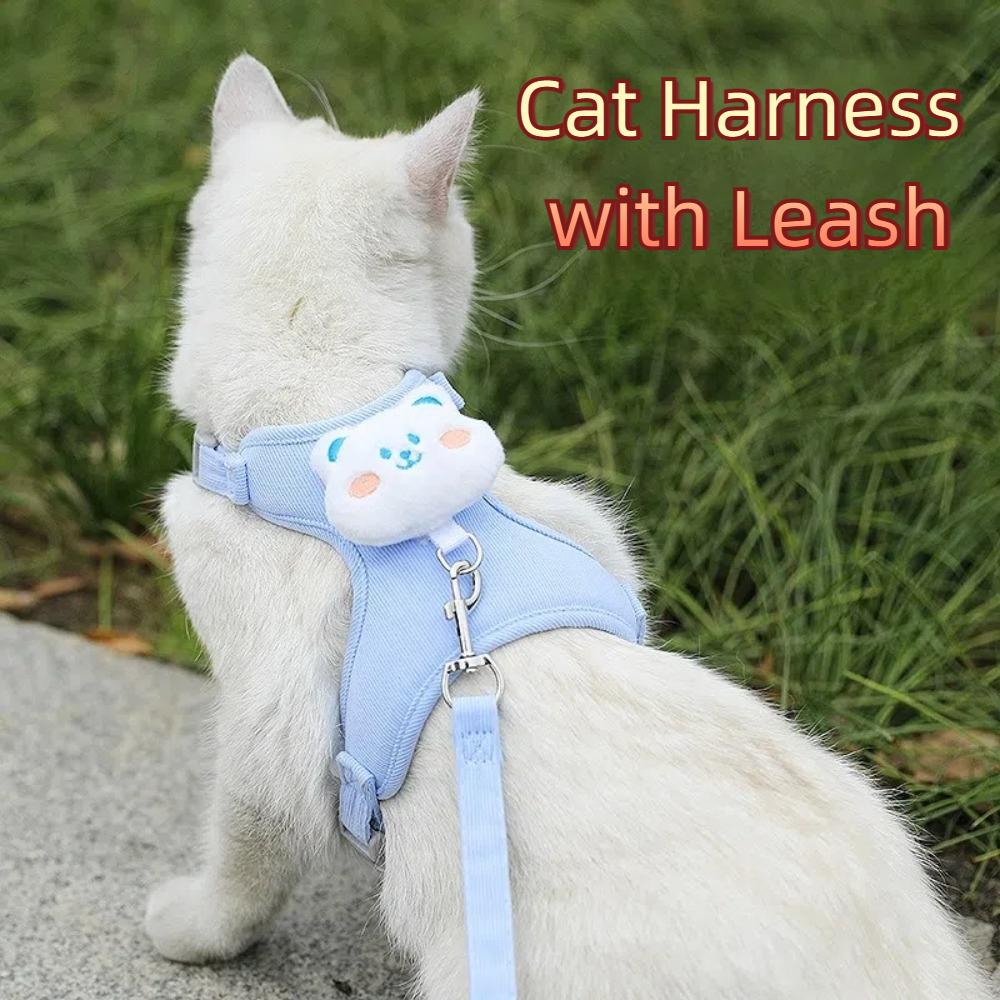 with Leash Set Cat Traction Vest Rope Adjustable Pet Walking Leash Dog Harness  for Cat Kitten