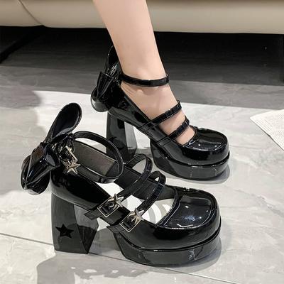 Милые и крутые пикантные женские туфли Мэри Джейн в стиле 2024 года, весна-лето, новые модные туфли с ажурными каблуками на очень высоком каблуке