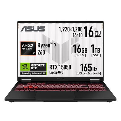 Asus Игровой ноутбук TUF Gaming A16 FA608UH с RTX AMD Ryzen 7 260 16 ГБ 1 ТБ 165 Гц Частота обновления Подсветка Windows Аккумулятор Copilot Видео Jaeger Gray