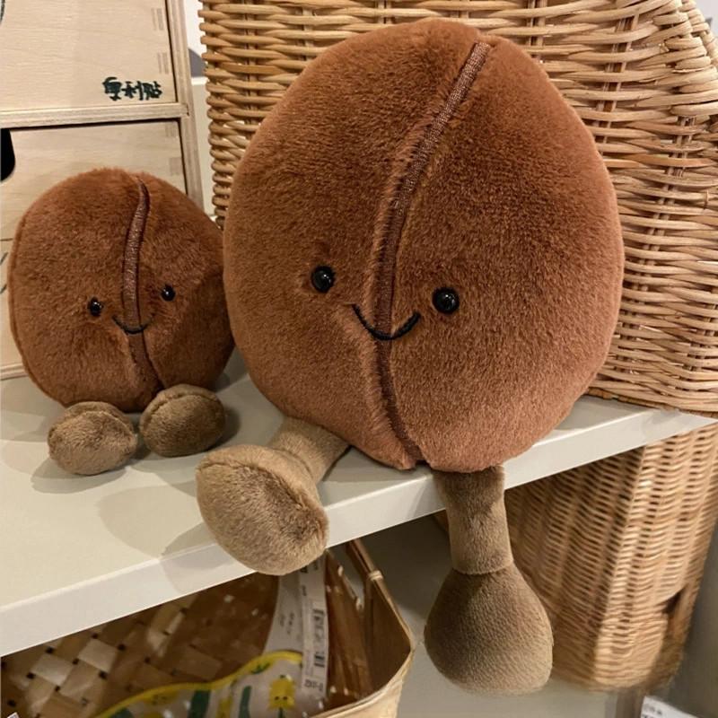 Коричневая тема Jellycat Плюшевая игрушка Кофейное зерно Детская мягкая улыбающаяся Подарок Выражение