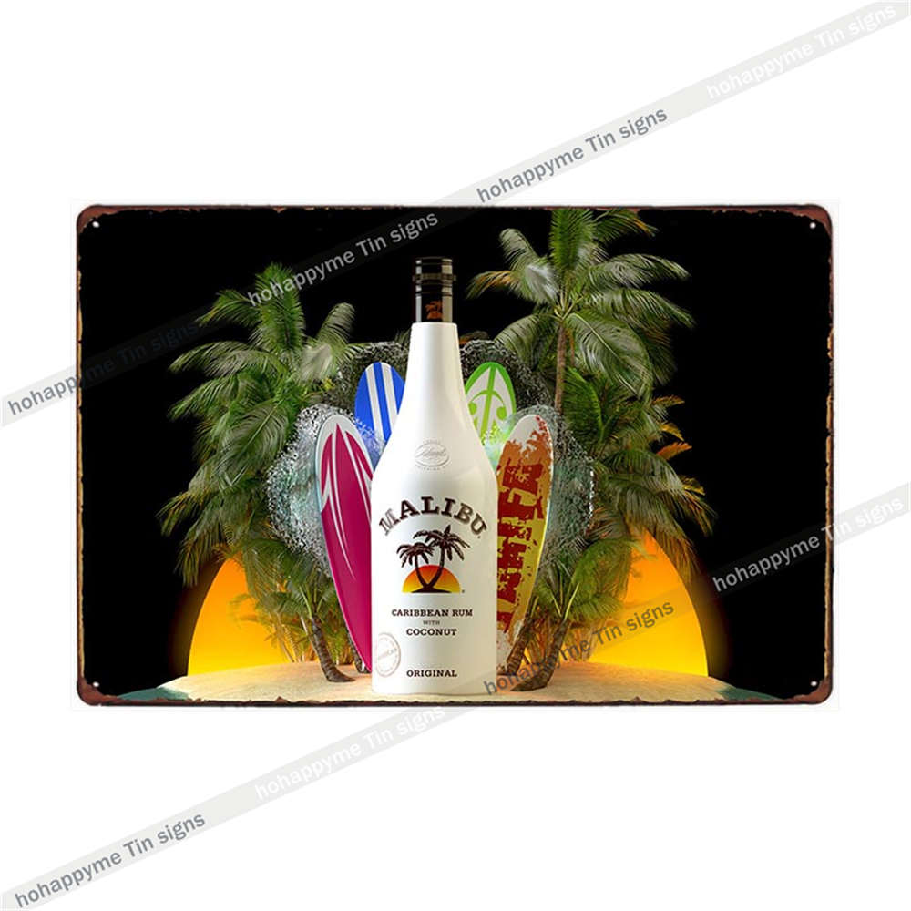 Малибу Жестяная Табличка Ром Металлическая Картина Табличка Для Бара Паба Клуба Кафе Наклейка На Стену Украшение Семейный Постер Тарелки 20x30см