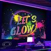 Флуоресцентный гобелен, УФ-светящийся, LET'S GLOW, серия букв, флуоресцентный гобелен, подвесной тканевый гобелен для дома и комнаты