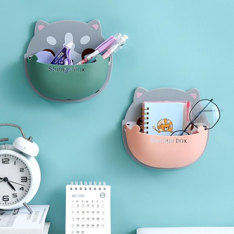 Настенный мультяшный органайзер-коробка, многофункциональный кондиционер, пульт дистанционного управления, подставка для телефона, ящик для хранения без отверстий, домашний декор