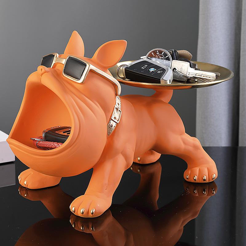 Creative Bulldog Enters The Door, Puts The Key In The Ornament, Porch Shoe Cabinet Storage Box, Home Decoration