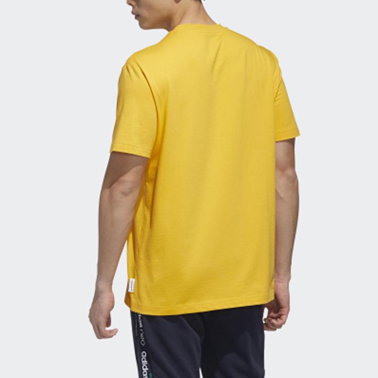 Adidas Мужская спортивная футболка прямого кроя с нео-принтом, желтая GL7214