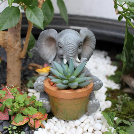 Милый цветочный горшок в виде слона Ручная работа из смолы Декоративный горшок для суккулентов для дома Комнаты Сада Балкона Офиса